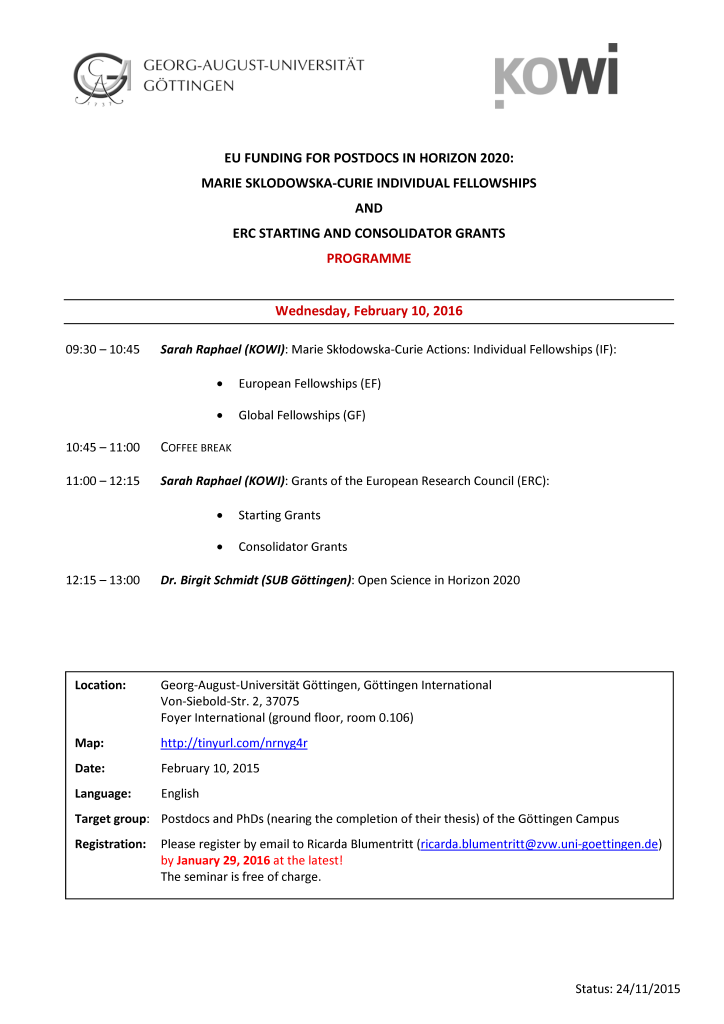 Programme MSCA and ERC